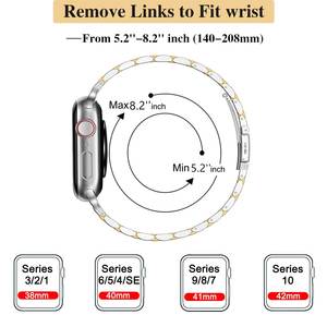 <span class=keywords><strong>Bracelet</strong></span> de montre en acier inoxydable poli fin 46 mm 42 mm pour <span class=keywords><strong>Apple</strong></span> <span class=keywords><strong>Watch</strong></span> <span class=keywords><strong>Ultra</strong></span> 3 2 Series 11 10 9 SE 3 2, <span class=keywords><strong>bracelet</strong></span> à maillons métalliques pour femmes - Product Image 5