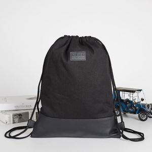 Sac à dos à cordon de serrage certifié BSCI, prix de gros, logo personnalisé, sacs à dos pour femmes, sac à cordon en tissu de coton et polyester - Product Image 1