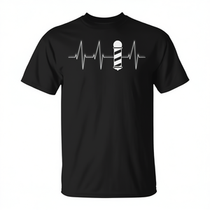 Camiseta Heartbeat Barber Shop Barbers Pole, color negro, unisex, talla mediana para adultos - Product Image 2