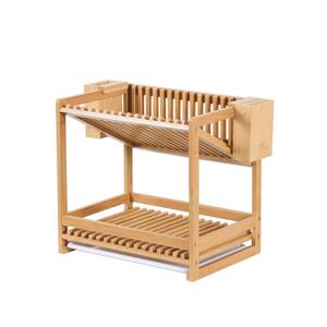 Bamboo Kitchen <b>Dish</b> <b>Rack</b> 2 Tier Quick Dry Storage Organizer For Countertop Use - Product Image 5