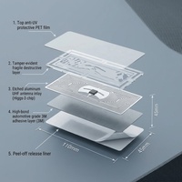 Étiquette RFID inviolable pour pare-brise, anti-UV, fragile, en PET, UHF, 110 mm x 45 mm, pour contrôle d'accès au stationnement des véhicules, aux péages, etc.