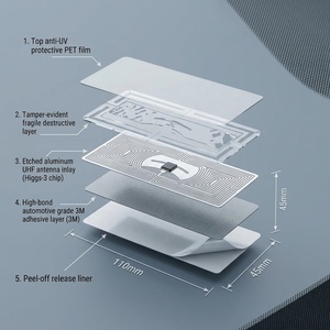 Étiquette RFID inviolable pour pare-brise, <span class=keywords><strong>anti</strong></span>-UV, fragile, en PET, UHF, 110 mm x 45 mm, pour contrôle d'accès au stationnement des véhicules, aux péages, etc. - Product Image 2