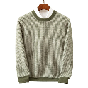 Suéter Cárdigan de Punto Transpirable con Cuello Redondo y Diseño de Parches para Hombre, Estilo Invernal, 100% Lana, Estilo para Parejas - Product Image 5