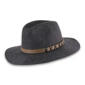 Cappello Panama a tesa larga all'ingrosso cappello in feltro con fibbia per cintura da uomo per cappelli Fedora da uomo personalizzati per adulti