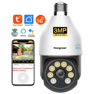 3MP Smartlife 빛 CCTV 야외 무선 5G WiFi 스마트 감시 전구 PTZ IP 카메라 전구 360 투야 와이파이 보안 전구 카메라