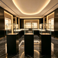 Vitrine de luxe en marbre pour bijoux, éclairée par LED, présentoir en verre et marbre de luxe