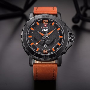 NAVIFORCE 9122 Simple Fashion Design Men's Big Face 46mm Diameter Vegan Leather Strap Full Calendar <strong>Anchor</strong> Dial Pirate <strong>Watch</strong> - Product Image 2