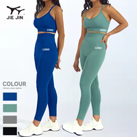 JIEJIN vêtements de sport en plein air haute compression sans couture entraînement dos croisé sport soutien-gorge Legging costume pour femmes Pilates Yoga ensemble