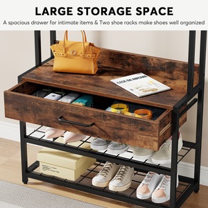 Mueble zapatero de madera maciza para entrada, estante de almacenamiento para el hogar, estantería de pie sencilla y multifuncional. - Product Image 2