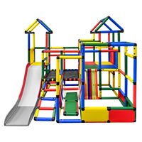 Cadre d'Escalade Montessori pour Enfants en Plastique, Aire de Jeu Intérieure avec Échelle, Mur d'Escalade, Balançoire et Toboggan