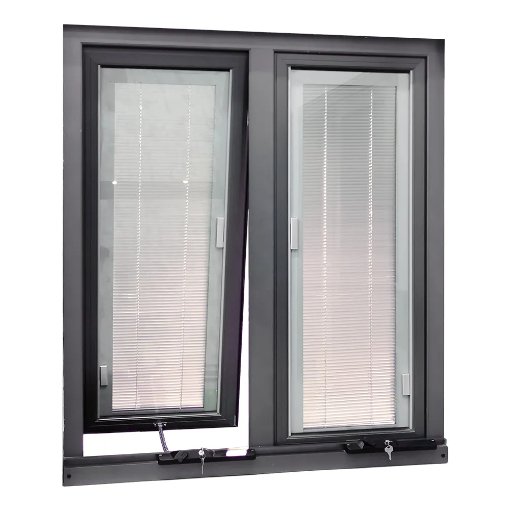 Fenêtre en alliage d'aluminium Fenêtres de sécurité en verre trempé à double vitrage Fenêtre d'auvent Fenêtre inclinable en alliage d'aluminium
