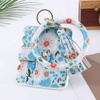 Porte-cartes et porte-monnaie pour femme à motif floral, nouveauté printemps, avec pendentif pompon et porte-clés – Meilleures ventes