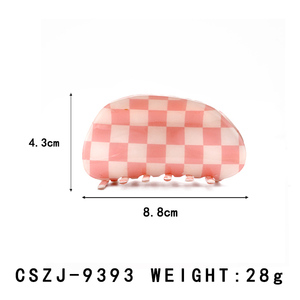 YIYI, diseño personalizado, pinza para el pelo a cuadros de dos tonos de 8,8 cm, pinza para el pelo de acetato a cuadros pequeña en forma de diamante, producción en masa - Product Image 2