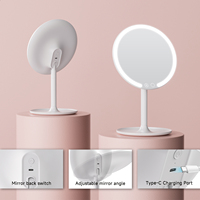 Miroir de Maquillage avec Lumières, 3 Modes de Couleur, Luminosité Réglable, Anneau Lumineux HD Clair, Rechargeable Type-C, Miroir de Beauté de Bureau