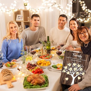 3D Family Tree Wall Decor nomi di famiglia segno albero genealogico fai da te regali per il riscaldamento della casa in legno con 25 cuori di legno - Product Image 6
