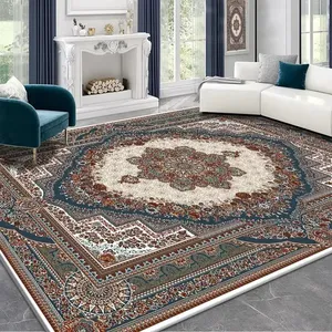 Alfombra de estilo étnico de lujo persa para sala de estar, decoración <span class=keywords><strong>azul</strong></span> para el hogar, dormitorio, mesa de té, alfombra lavable corta de felpa para salón - Product Image 2