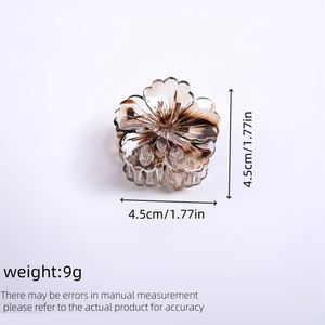 Qianjin Modieuze Bloem Haarklauw 4.5Cm Middelgrote Glanzend Transparant Vrouwelijk Nieuw Ontwerp Holle Haarclips - Product Image 2