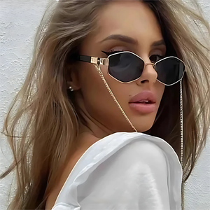 2025 Luxury Golden Small Frame Hexagonal Polygonal Sunglasses Fashion Designer Women Metal Hip Pop Punk <b>Sun</b> Glasses <b>Shades</b> - Product Image 1