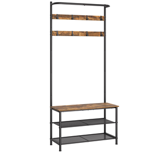 Hallway Furniture Modern Steel & Plastic Hanger Stand Shoe and Coat <b>Rack</b> with 5 Hooks for Bedroom and Hotel Use - Product Image 1