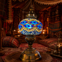 Lampe de table en verre mosaïque turque Evershining, lampe de table LED décorative pour la maison, lanterne marocaine YMA602-17