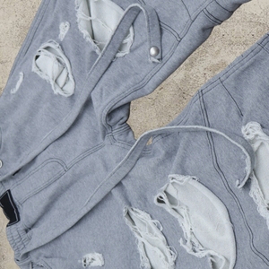 Pantalon de jogging en molleton 100 % coton, vierge, de haute qualité, personnalisé, délavé à l'acide, effet usé et déchiré, délavé soleil, vente en gros - Product Image 4