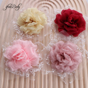 Elegant Rose Flower 3D Organza <strong>Mesh</strong> Fabric Unisex Hair Accessories DIY Crafts Appliqued Stick-On <strong>Patches</strong> Lace - Product Image 1