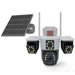 Cámara de Seguridad con Energía Solar 4G LTE, Sistema de Cuatro Lentes HD de 6MP, 270 °   Vista Panorámica con Alarma Luminosa para el Hogar y la Propiedad - Product Image 1