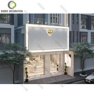 Vitrine de présentation de bijoux en acier inoxydable avec éclairage LED de luxe, mobilier de comptoir en métal pour magasin - Product Image 1