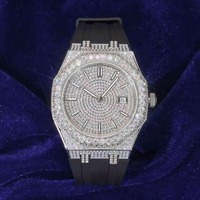Montre de luxe pour homme, sertie de diamants Moissanite, plaquée or blanc 14 carats, étanche, design unique, montre Moissanite pour homme