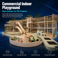 Aire de jeux d'aventure intérieure commerciale avec toboggans, tunnels, structure de jeu souple en plastique et en bois, aménagement personnalisé pour FEC EN1176