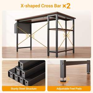 Escritorios de ordenador de oficina en casa <span class=keywords><strong>con</strong></span> <span class=keywords><strong>cajones</strong></span>, estantería, <span class=keywords><strong>escritorio</strong></span> de mesa de estudio para estudiantes - Product Image 6