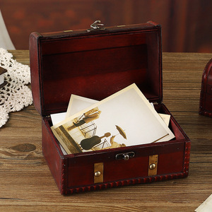 Classic Wooden <b>Storage</b> <b>Box</b> With Lock Large Capacity Home Cabinet Decoration Photography Props Handicrafts - Product Image 3