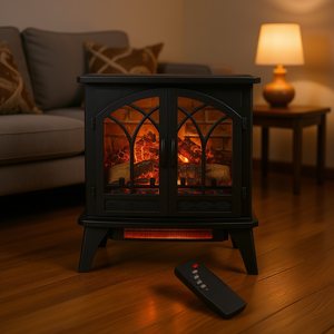 Chimenea Eléctrica de 24 Pulgadas con Llama 3D, Calefacción por Infrarrojos de Cuarzo, 1500W, Independiente, con Control Remoto - Product Image 2