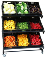 Ownace 1200Mm Aangepaste Metalen Meerlagige Winkel Winkel Groenteplanken Supermarkt Groente Fruit Display Rek
