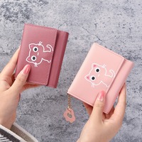 Portefeuille Étudiant Mignon OME760 à Motif Dessin Animé et Couleur Unie pour Filles, Porte-Monnaie Mini Simple en Cuir PU pour Femmes, Porte-Cartes d'Identité