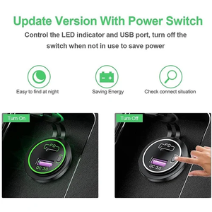เต้ารับแบบสองพอร์ต 48W 12V/24V |   QC3.0 USB-A + PD Type-C สำหรับเรือ RV ATV - Product Image 4
