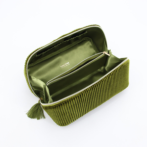 Pochette Cosmetica da <span class=keywords><strong>Viaggio</strong></span> Personalizzata Ecologica <span class=keywords><strong>in</strong></span> Velluto Stropicciato con Cerniera e Manico Morbido, Leggera per la Bellezza - Product Image 1
