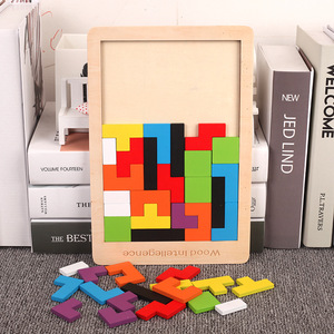 Bloques de Tetris de madera engrosados, rompecabezas estimulante para el cerebro de 0,6 cm para niños pequeños de 2 a 4 años, juguete educativo Unisex - Product Image 2