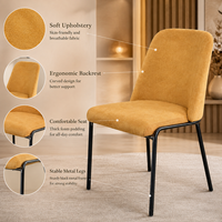 Chaise de salle à manger moderne de luxe rembourrée sans accoudoirs, couleur moutarde, confortable, design, pour hôtel, restaurant, mobilier commercial