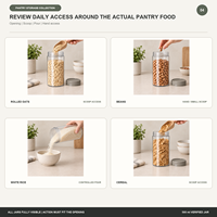 Contenants de stockage alimentaire personnalisés pour garde-manger, bocaux transparents en PET avec couvercles pour riz, flocons d'avoine, haricots, céréales, pâtes, organisation de la cuisine, vente en gros