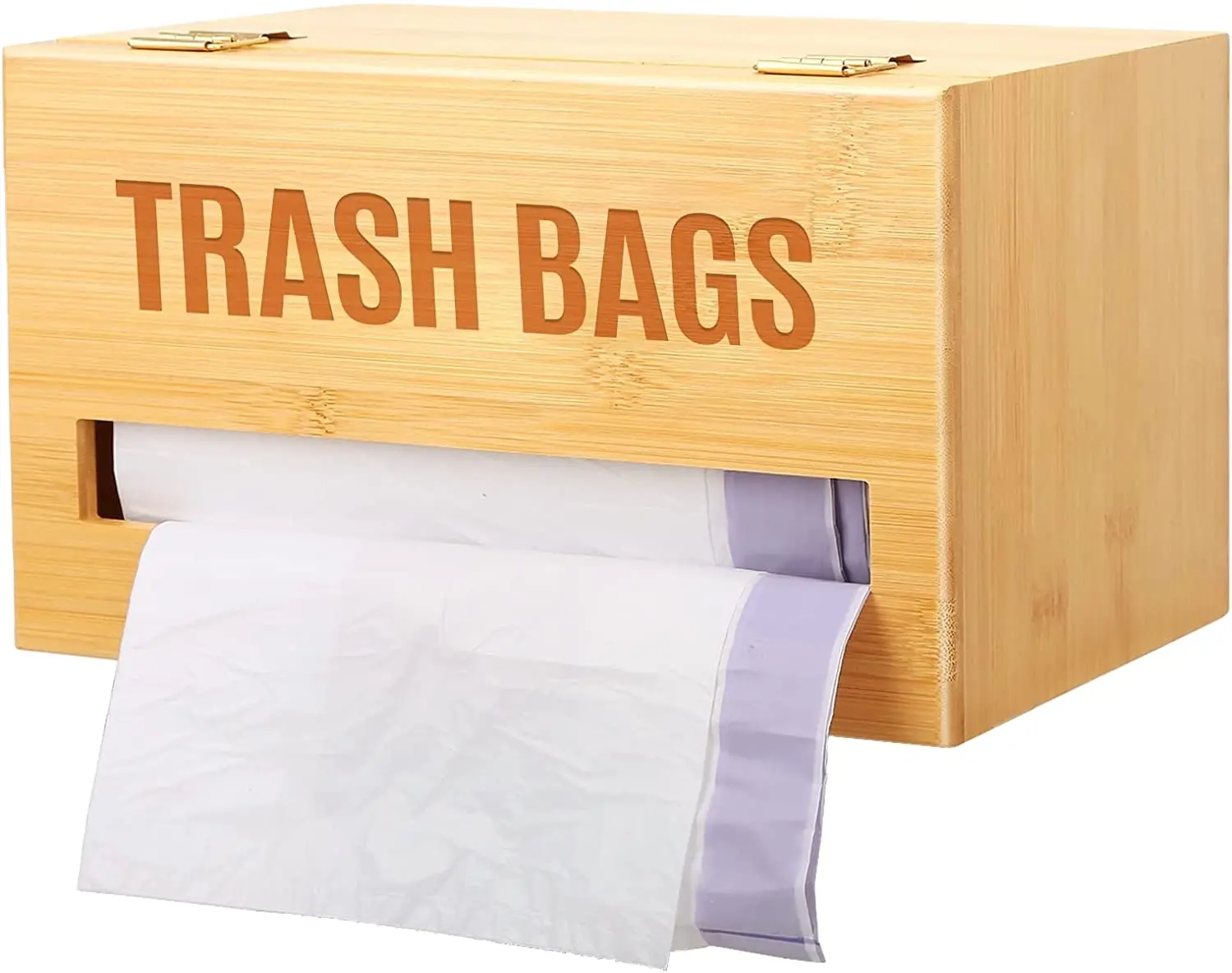 Gran oferta, dispensadores de bolsas de basura de madera personalizados, bolsa de basura, bolsa de basura de madera de bambú, soporte dispensador para organizador de cocina