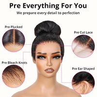 Perruque sans colle en cheveux humains brésiliens bruts, ondulation 360, pré-épilée, pré-coupée, densité 180%, frontale HD transparente, luxe original pour femmes