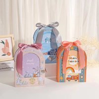 Boîte cadeau semi-circulaire découpée DingHui, motif maison de rêve de dessin animé, pour le premier anniversaire de bébé ou la fête du plein lune, boîte à bonbons portable, boîte de retour
