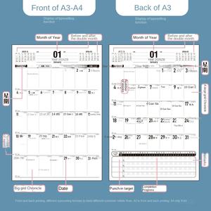 <span class=keywords><strong>Calendrier</strong></span> mural promotionnel 2026 style simple avec impression papier, motif éléphant, format A3/A4, affichage publicitaire - Product Image 3
