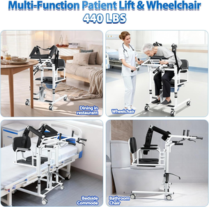 180 °   Silla <span class=keywords><strong>de</strong></span> transferencia <span class=keywords><strong>de</strong></span> pacientes con asiento dividido y inodoro, capacidad <span class=keywords><strong>de</strong></span> 440 lb, silla elevadora multifunción <span class=keywords><strong>de</strong></span> alta resistencia <span class=keywords><strong>para</strong></span> el cuidado en el hogar - Product Image 3