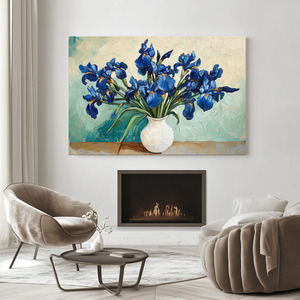 Impasto <span class=keywords><strong>Iris</strong></span> Bouquet Canvas Wall Art - <span class=keywords><strong>Van</strong></span> <span class=keywords><strong>Gogh</strong></span> Style Floral Canvas Print Wall Art para decoración de sala de estar y dormitorio - Product Image 5