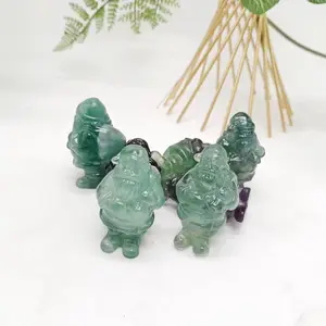 Carvings Natural Quartz Crystal Fluorite Mahogany Obsidian Santa Claus Father Christmas For Christmas