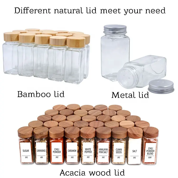 Restaurant Table Travel Bamboo Wooden Spice Bottle Jar Salt Pepper Shaker Set Private Label