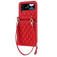 Étui en cuir grande capacité pour téléphone portable avec porte-cartes et fermeture éclair pour Samsung Z Flip 8 7 6 5 4 3 – Housse de protection arrière et portefeuille