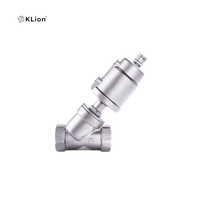 Válvula de Globo de Asiento Angular Tipo Y Neumática KLION con Actuador de Acero Inoxidable, Sellado de PTFE, Conexiones BSP DN15-DN100, 16 bar, ISO CE, para Agua